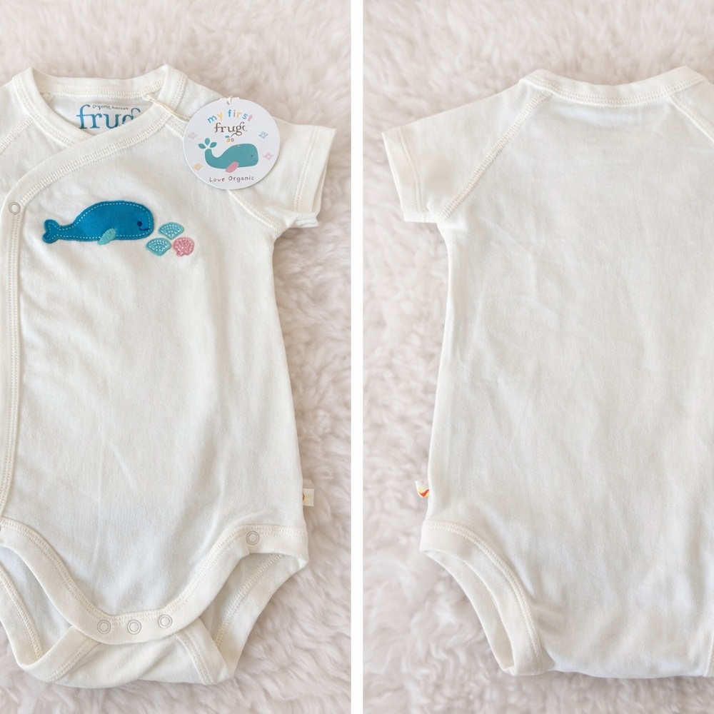 Frugi Organic Baby Bodysuit 3-6M Whale Wrap Onesie NWT